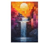 Rompecabezas para Adolescentes 75x50cm/1000pcs Abstract Waterfall Landscape with Geometric Style Rompecabezas para Adultos Juegos Relajantes Análisis Y Lógica Cumpleaños 75x50cm/1000pcs