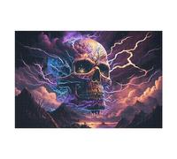 Rompecabezas para Adolescentes 75x50cm/1000pcs Electric Storm Skull Artwork -3 Rompecabezas para Adultos Juegos Familiares Difícil Difícil Regalos De Cumpleaños 75x50cm/1000pcs
