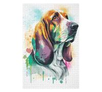 Rompecabezas para Adolescentes 75x50cm/1000pcs Watercolor Basset Hound Rompecabezas para Adultos Juego De Ingenio Análisis Y Lógica Regalos para Amigos Y Familiares 75x50cm/1000pcs