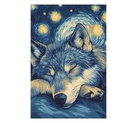 Rompecabezas para Adolescentes 75x50cm/1000pcs Wolf in Starry Night Rompecabezas para Adultos Juegos Familiares Regalo De Cumpleaños Gran Regalo para Jugar 75x50cm/1000pcs