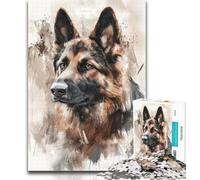 Rompecabezas para Adolescentes, Acuarela, Pastor alemán, para Adultos, 1000 Piezas, Juego difícil y desafiante para Jugar en Familia, Regalo de Amigo Secreto, 26x38cm