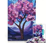 Rompecabezas para Adolescentes Árbol de vidrieras de 1000 Piezas Juego práctico para Pasar el Tiempo en casa con póster y Hoja de Preguntas a Juego 50x75cm