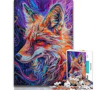 Rompecabezas para Adolescentes, Arte Colorido, Zorro, para Adultos, 1000 Piezas, Juego difícil y desafiante para Jugar en Familia, Regalo de Amigo Secreto, 50x75cm