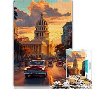 Rompecabezas para Adolescentes: Atardecer en La Habana Cuba Rompecabezas de 1000 Piezas para Adolescentes y Adultos cumpleaños Juego Familiar y pasatiempo 38x26cm