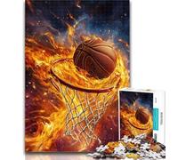 Rompecabezas para Adolescentes: Baloncesto en Llamas, 1000 Piezas, Rompecabezas para Adolescentes, Piezas Totalmente entrelazadas y de Formas aleatorias, 50x75cm