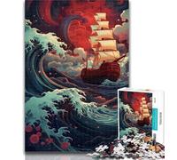 Rompecabezas para Adolescentes: Barco navegando sobre Las Olas Rompecabezas para Adultos de 1000 Piezas, con póster a Juego y Hoja de Trivia para Mayores de 14 años 26x38cm