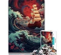 Rompecabezas para Adolescentes: Barco navegando sobre Las Olas Rompecabezas para Adultos Juegos educativos decoración del hogar Regalo Ideal para Toda la Familia 50x75cm