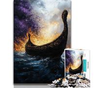 Rompecabezas para Adolescentes: Barco Vikingo Drakkar 1000 Piezas Ideal para aliviar el estrés Pasar el rato Entre Padres e Hijos 26x38cm