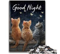 Rompecabezas para Adolescentes Buenas Noches Kitty, Juguetes educativos, Actividades Divertidas en casa, Regalo de cumpleaños, Regalos de Viaje, 26x38cm