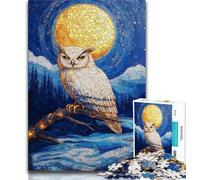 Rompecabezas para Adolescentes Búho Dorado para Adultos 1000 Piezas difícil de superar con póster y Hoja de Trivia a Juego para Mayores de 14 años 26x38cm