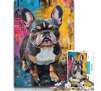 Rompecabezas para Adolescentes: Bulldog francés, Pintura al óleo, 1000 Piezas, Rompecabezas para Adultos y Adolescentes, Entrena tu Cerebro y Tus Manos, Regalo de cumpleaños, 50x75cm