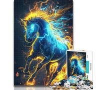 Rompecabezas para Adolescentes, Caballos con relámpagos, Rompecabezas para Adultos, 1000 Piezas, Juguetes educativos de Aprendizaje, Juegos Familiares, fomentan el Amor en Pareja, 26x38cm