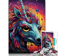 Rompecabezas para Adolescentes, Caballos psicodélicos de Colores, Juguetes educativos para el Aprendizaje, Juegos Familiares, Juego Educativo para cumpleaños, Navidad, 75x50cm