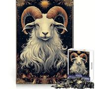 Rompecabezas para Adolescentes Capricornio Carnero Blanco con Cuernos Dorados 1000 Piezas Entrenamiento de Concentración Calma Distracción Unión Precisa Regalo Ideal (50x75cm)