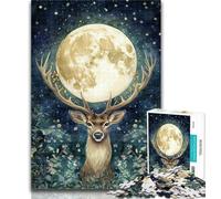 Rompecabezas para Adolescentes Ciervo bajo la Luna, 1000 Piezas, para Adultos y Adolescentes, Entrena tu Cerebro y Tus Manos, Regalo de cumpleaños, 50x75cm