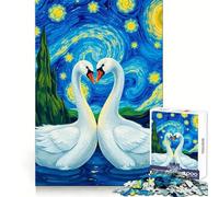 Rompecabezas para Adolescentes Cisnes bajo la Noche Estrellada de 1000 Piezas Ideal para estimular la Memoria, armar y Crear en casa 50x75cm