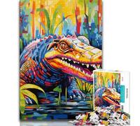 Rompecabezas para Adolescentes: cocodrilos del Nilo de Colores, Juguetes educativos para el Aprendizaje, Juegos Familiares, Juego Educativo para cumpleaños y Navidad 38x26cm