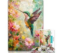 Rompecabezas para Adolescentes: Colibrí, Pintura al óleo, 1000 Piezas, Rompecabezas para Adultos y Adolescentes, Entrena tu Cerebro y Tus Manos, Regalo para Amigos y Familiares, 26x38cm