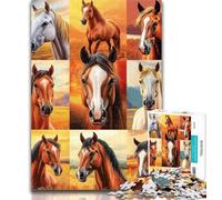 Rompecabezas para Adolescentes, Collage de Caballos, 1000 Piezas, para Adultos y Adolescentes, Juegos educativos, decoración del hogar, Regalo para Toda la Familia, 50x75cm