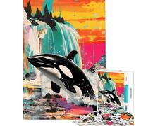Rompecabezas para Adolescentes Collage de orcas de 1000 Piezas Actividades Divertidas para Hacer en casa Arte Mural Juegos educativos Apto para Mayores de 14 años (50x75cm)