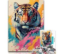 Rompecabezas para Adolescentes, Coloridos Rompecabezas de Tigres, 1000 Piezas, para aliviar el estrés, desafiantes y enriquecer el Amor en Pareja, 26x38cm