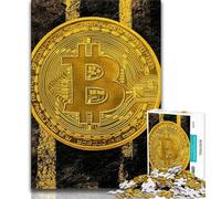 Rompecabezas para Adolescentes con Bitcoin Dorado Ejercita el Cerebro Juguetes adictivos para Cultivar la Paciencia Decoración (75x50cm)