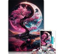 Rompecabezas para Adolescentes con diseño de Cerezo en Flor Yin Yang 1000 Piezas Ideal para aliviar el estrés Pasar el rato y Entre Padres e Hijos 26x38cm