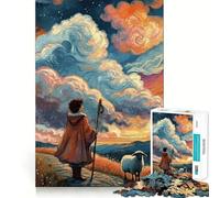 Rompecabezas para Adolescentes con diseño de Pastor y ovejas al Atardecer, 1000 Piezas, Juguete para estimular la lógica, alegría Familiar, Borde Premium, 50x75cm