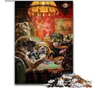 Rompecabezas para Adolescentes con diseño de Perro Jugando al póker Juguetes educativos Que alivian el estrés y fomentan el Amor en Pareja tamaño 26x38cm