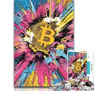Rompecabezas para Adolescentes con el Logotipo de Bitcoin, 1000 Piezas, para Adultos y Adolescentes Entrena tu Cerebro y Tus Manos Regalo de cumpleaños, 50x75cm