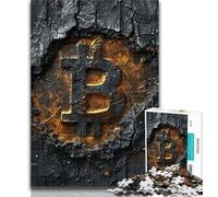 Rompecabezas para Adolescentes con el Logotipo de Bitcoin Negro, 1000 Piezas, para Adultos y Adolescentes Entrena tu Cerebro y Tus Manos Regalos para Amigos y Familiares 26x38cm