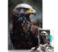 Rompecabezas para Adolescentes con Retratos de águila Pintados al óleo Juguetes de Entretenimiento Familiar con póster y Hoja de Trivia a Juego (38x26cm)
