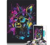 Rompecabezas para Adolescentes Conejo con Gafas de Sol 1000 Piezas Juegos educativos decoración de Pared cumpleaños y Navidad 38x26cm