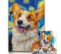 Rompecabezas para Adolescentes: Corgi bajo el Cielo Nocturno Rompecabezas para Adultos Un Juego desafiante Toda la Familia (50x75cm)