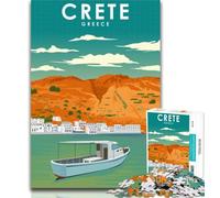 Rompecabezas para Adolescentes: Creta, Grecia, póster de Viaje, 1000 Piezas, Ideal para Adultos, Toda la Familia, 75x50cm