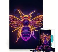Rompecabezas para Adolescentes de 1000 Piezas Abeja,Insecto neón,Ajuste, Arte,Juego cognitivo,Regalo,Juego Lento, (38x26cm)