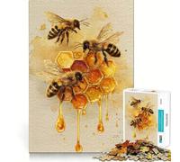 Rompecabezas para Adolescentes de 1000 Piezas Abejas y Panal,Pintura en Acuarela,Arte de Corte Fino,Actividad para desarrollar la Mente,Juego Relajante, Tranquilo (50x75cm)