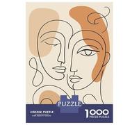 Rompecabezas para Adolescentes De 1000 Piezas Abstract Faces Line Art Rompecabezas DIY Juguetes Vacaciones En Casa Matar El Tiempo Cumpleaños Y Navidad 52x38cm/1000pcs