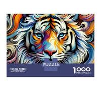 Rompecabezas para Adolescentes De 1000 Piezas Abstract Tiger Portrait Rompecabezas para Adultos Juegos Divertidos Una Obra De Arte Cumpleaños Y Navidad 52x38cm/1000pcs