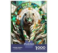 Rompecabezas para Adolescentes De 1000 Piezas Abstract White Tiger Art Rompecabezas Juguetes DIY Alivia El Estrés Interacción Entre Padres E Hijos 52x38cm/1000pcs