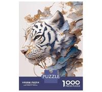 Rompecabezas para Adolescentes De 1000 Piezas Abstract White Tiger Portrait Rompecabezas para Adultos Juegos Relajantes Regalo De Cumpleaños Diversión En Casa Actividades, 52x38cm/1000pcs