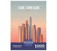 Rompecabezas para Adolescentes De 1000 Piezas Abu Dhabi Skyline Vector Illustration Rompecabezas para Adultos Juegos De Relajación Decoración Juego Desafiante Regalos 38x26cm/1000pcs