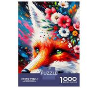 Rompecabezas para Adolescentes De 1000 Piezas Acrylic Majestic Blossoming Fox Rompecabezas para Adultos Juego De Ingenio Decoración De Pared Regalos para Reducir El Estrés 38x26cm/1000pcs