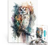 Rompecabezas para Adolescentes de 1000 Piezas Acuarela de pájaro búho Desafiante Difícil con Piezas de Formas aleatorias Que se entrelazan Completamente 75x50cm