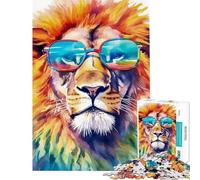 Rompecabezas para Adolescentes de 1000 Piezas Acuarelas de león Rompecabezas para Adultos Juego práctico decoración de Pared Regalo Ideal para Toda la Familia (tamaño 38x52cm)