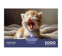 Rompecabezas para Adolescentes De 1000 Piezas Adorable Kitten Yawn Rompecabezas para Adultos Juguetes Antiestrés Decoración De Pared Interacción Entre Padres E Hijos 38x26cm/1000pcs