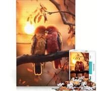 Rompecabezas para Adolescentes de 1000 Piezas Agapornis en un árbol al Atardecer Juegos Divertidos e interesantes para Reducir el estrés Cada Pieza es única 38x26cm
