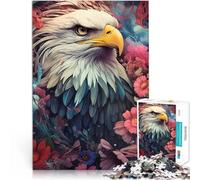 Rompecabezas para Adolescentes de 1000 Piezas águila Calva Entre Flores Montaje de Patrones Regalos para Amigos y Familiares 38x52cm