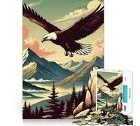 Rompecabezas para Adolescentes de 1000 Piezas Águila Calva Volando sobre Las montañas Corte Divertido,Inteligente,Regalo,fácil de Usar,Pieza de Arte navideña (50x75cm)