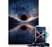 Rompecabezas para Adolescentes de 1000 Piezas Agujero Negro sobre Reflejo en el Agua,Paisaje,Encaje, Juguete Creativo,para el Tiempo de Ocio,Regalo de decoración navideña 38x52cm